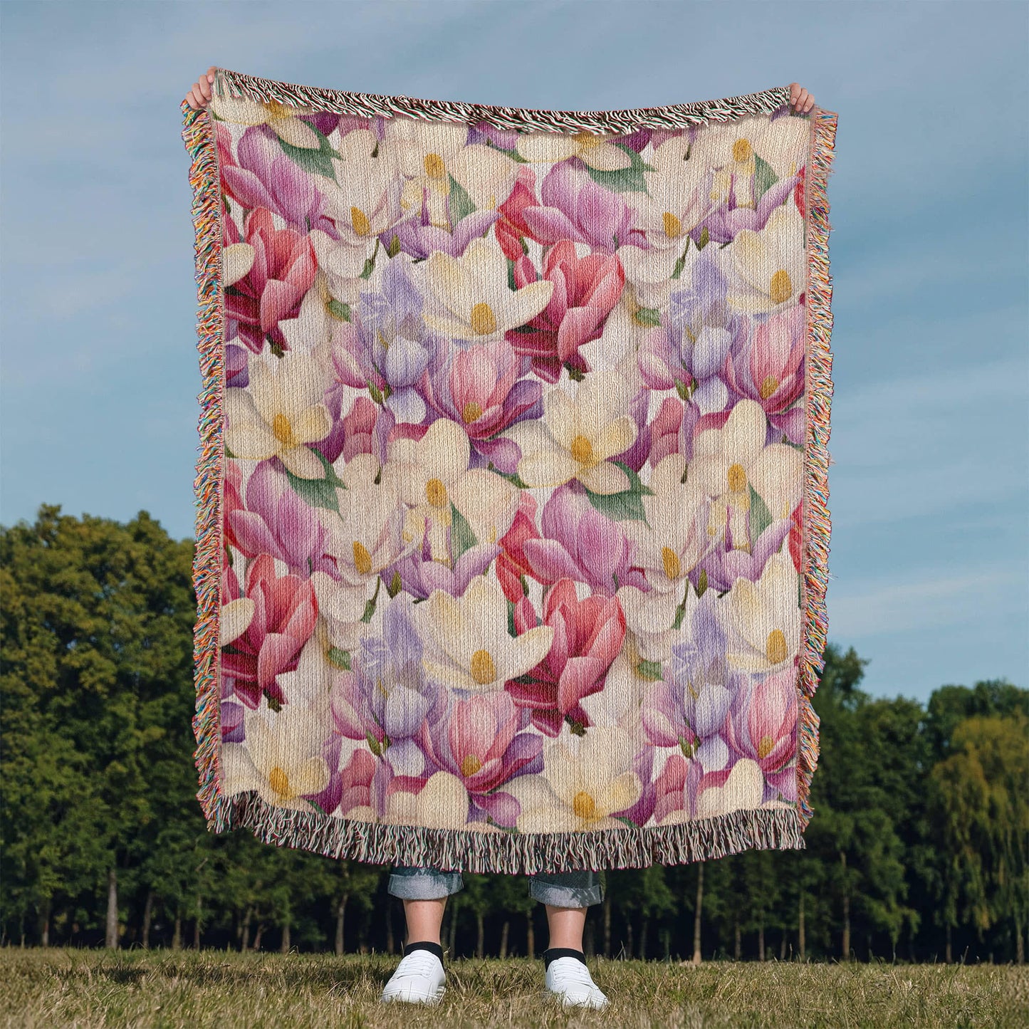 Spring Flowers Pattern 007 - 50" x 60" Heirloom Woven Blanket