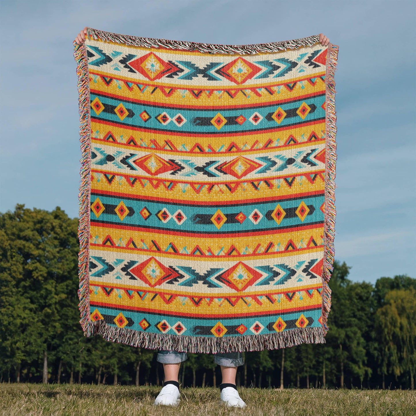 Mexican Textile Pattern 004 - 50" x 60" Heirloom Woven Blanket