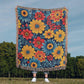 Mexican Floral Fiesta Pattern 045 - 50" x 60" Heirloom Woven Blanket
