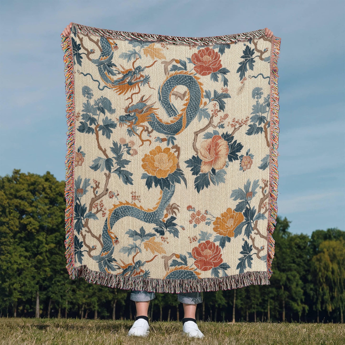 Chinoiserie Pattern 007 - 50" x 60" Heirloom Woven Blanket