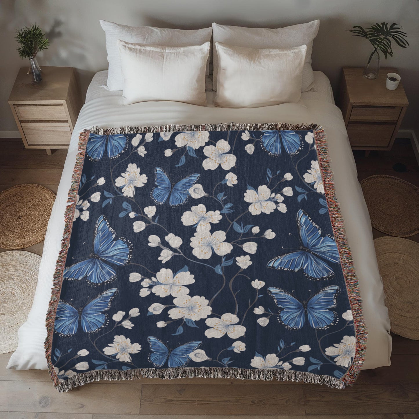 Butterflies And Flowers Pattern 003 - 50" x 60" Heirloom Woven Blanket