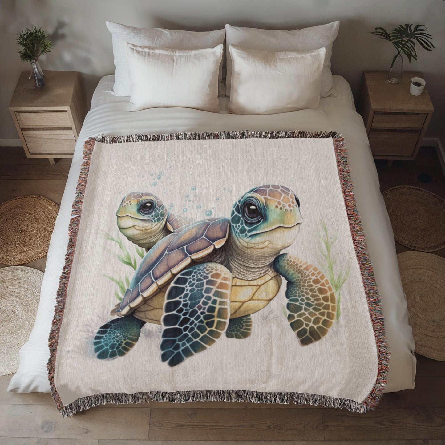 Cute Sea Turtle 010 - 50" x 60" Heirloom Woven Blanket