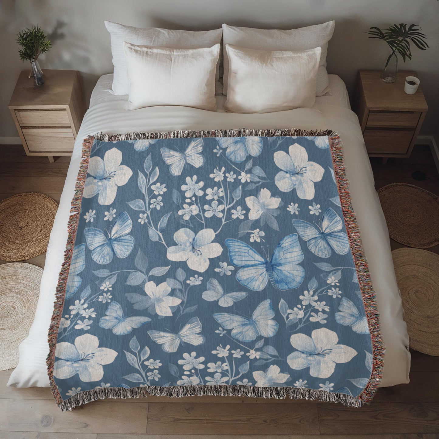Butterflies And Flowers Pattern 023 - 50" x 60" Heirloom Woven Blanket