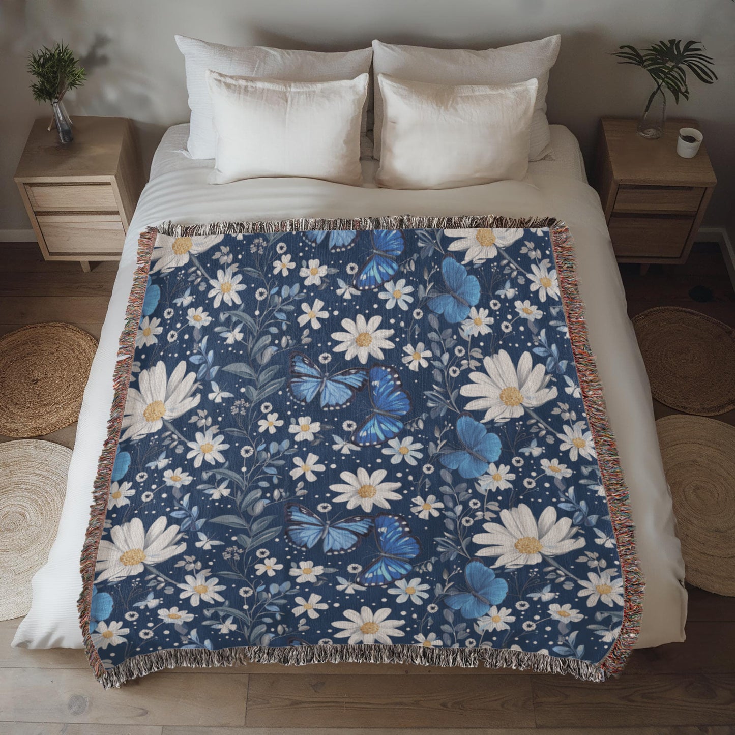 Butterflies And Flowers Pattern 018 - 50" x 60" Heirloom Woven Blanket