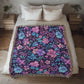 Blue And Purple Floral Pattern 015 - 50" x 60" Heirloom Woven Blanket
