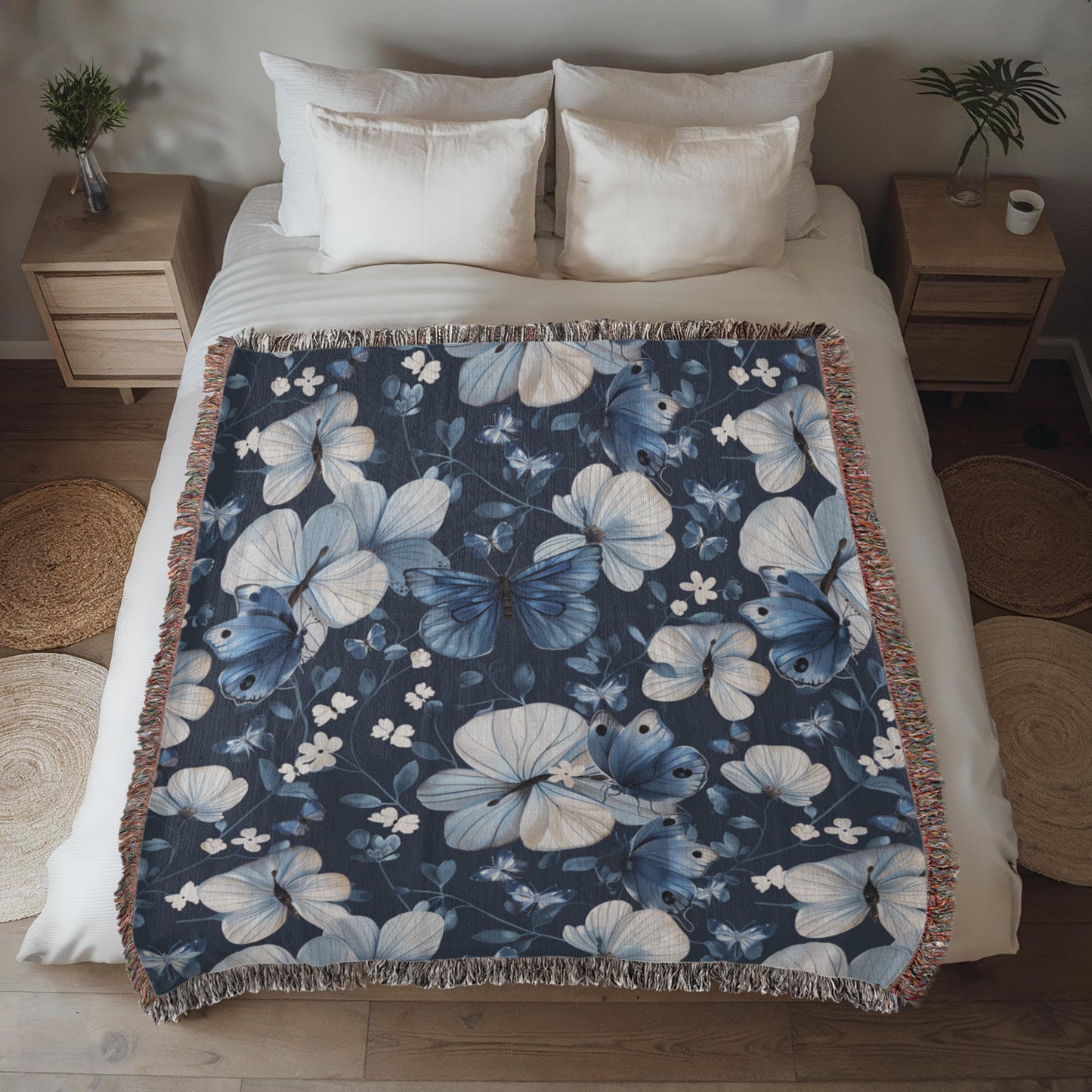 Butterflies And Flowers Pattern 026 - 50" x 60" Heirloom Woven Blanket