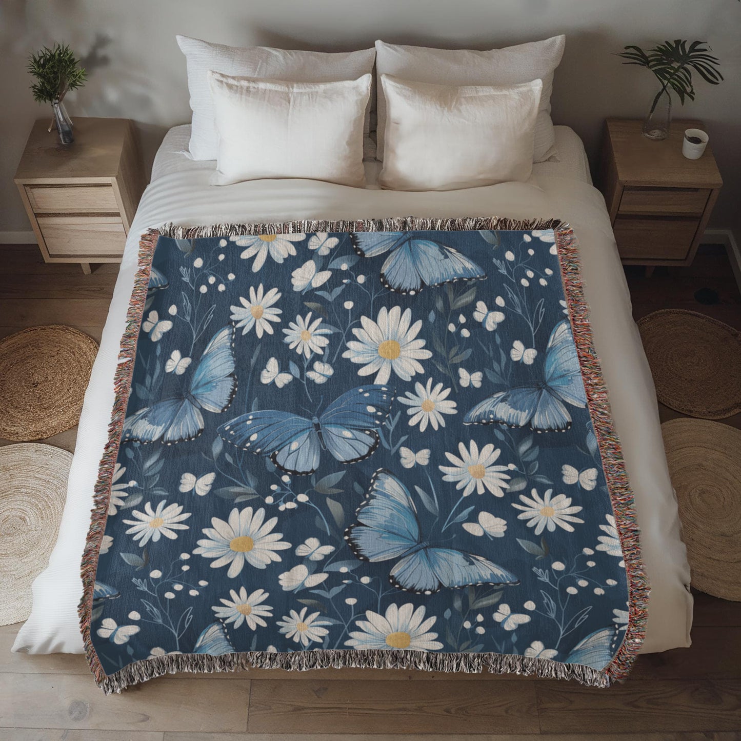 Butterflies And Flowers Pattern 015 - 50" x 60" Heirloom Woven Blanket