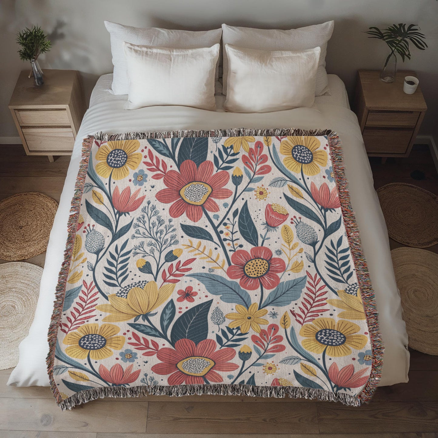 Oversized Floral Pattern 012 - 50" x 60" Heirloom Woven Blanket