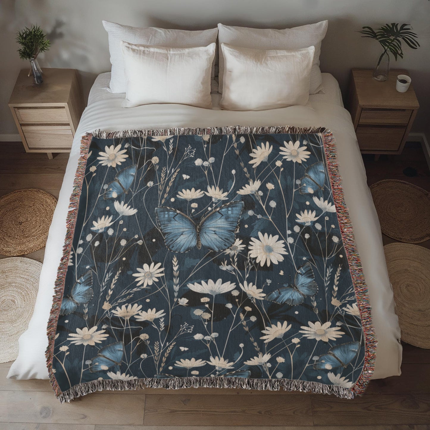 Butterflies And Flowers Pattern 017 - 50" x 60" Heirloom Woven Blanket