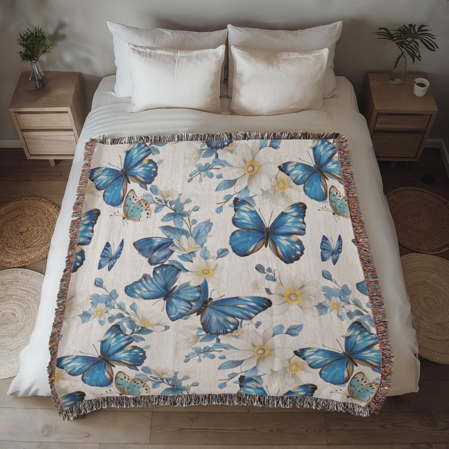 Butterflies And Flowers Pattern 007 - 50" x 60" Heirloom Woven Blanket