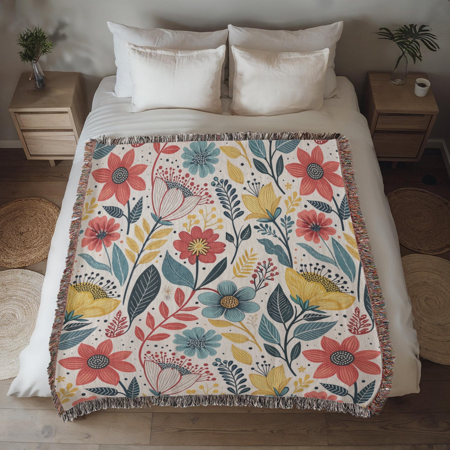 Oversized Floral Pattern 011 - 50" x 60" Heirloom Woven Blanket