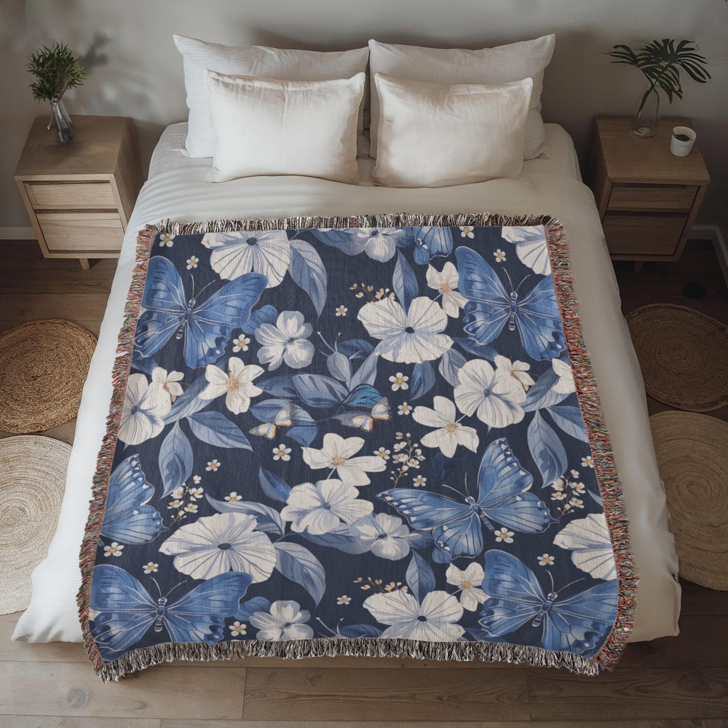 Butterflies And Flowers Pattern 006 - 50" x 60" Heirloom Woven Blanket