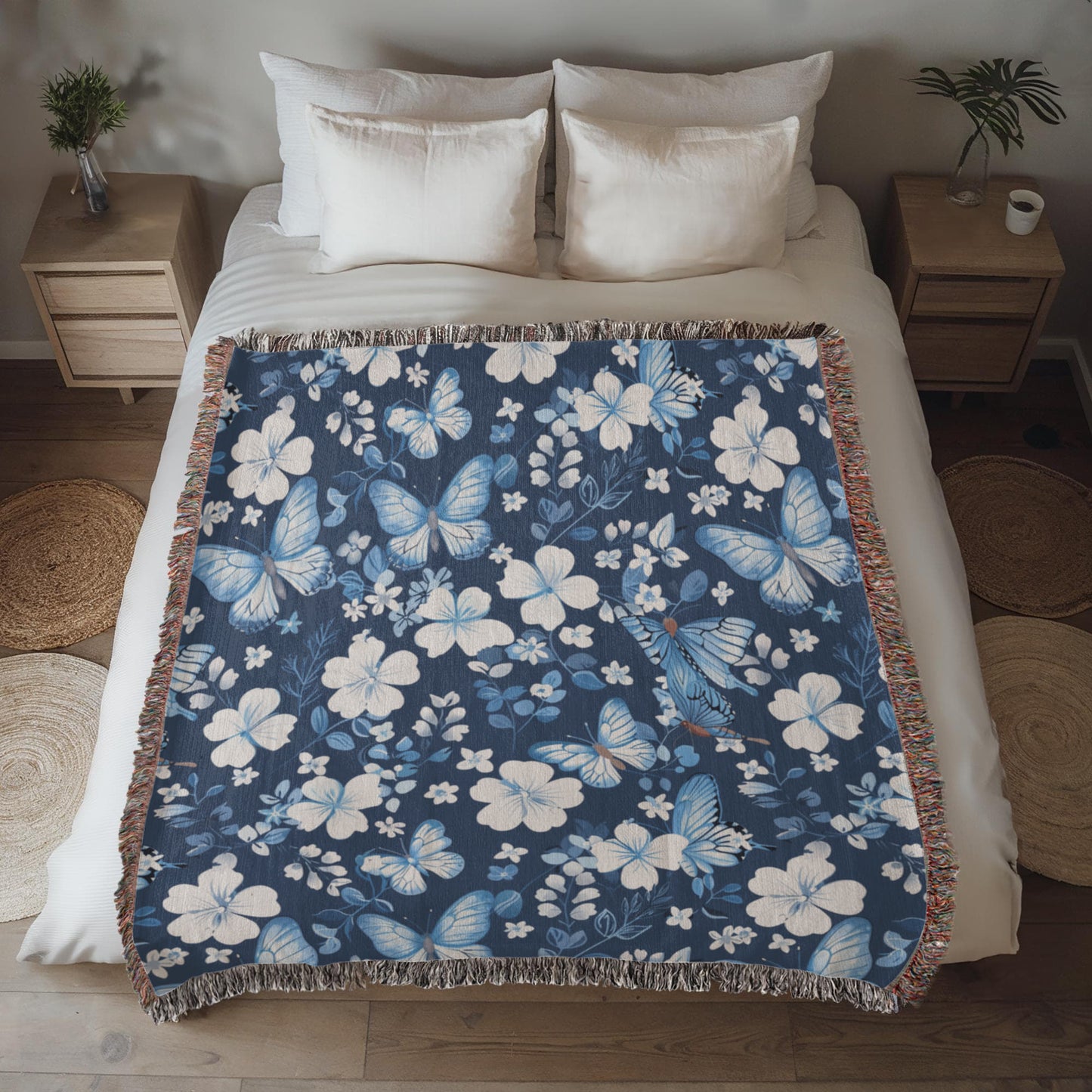 Butterflies And Flowers Pattern 028 - 50" x 60" Heirloom Woven Blanket