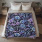 Blue And Purple Floral Pattern 025 - 50" x 60" Heirloom Woven Blanket