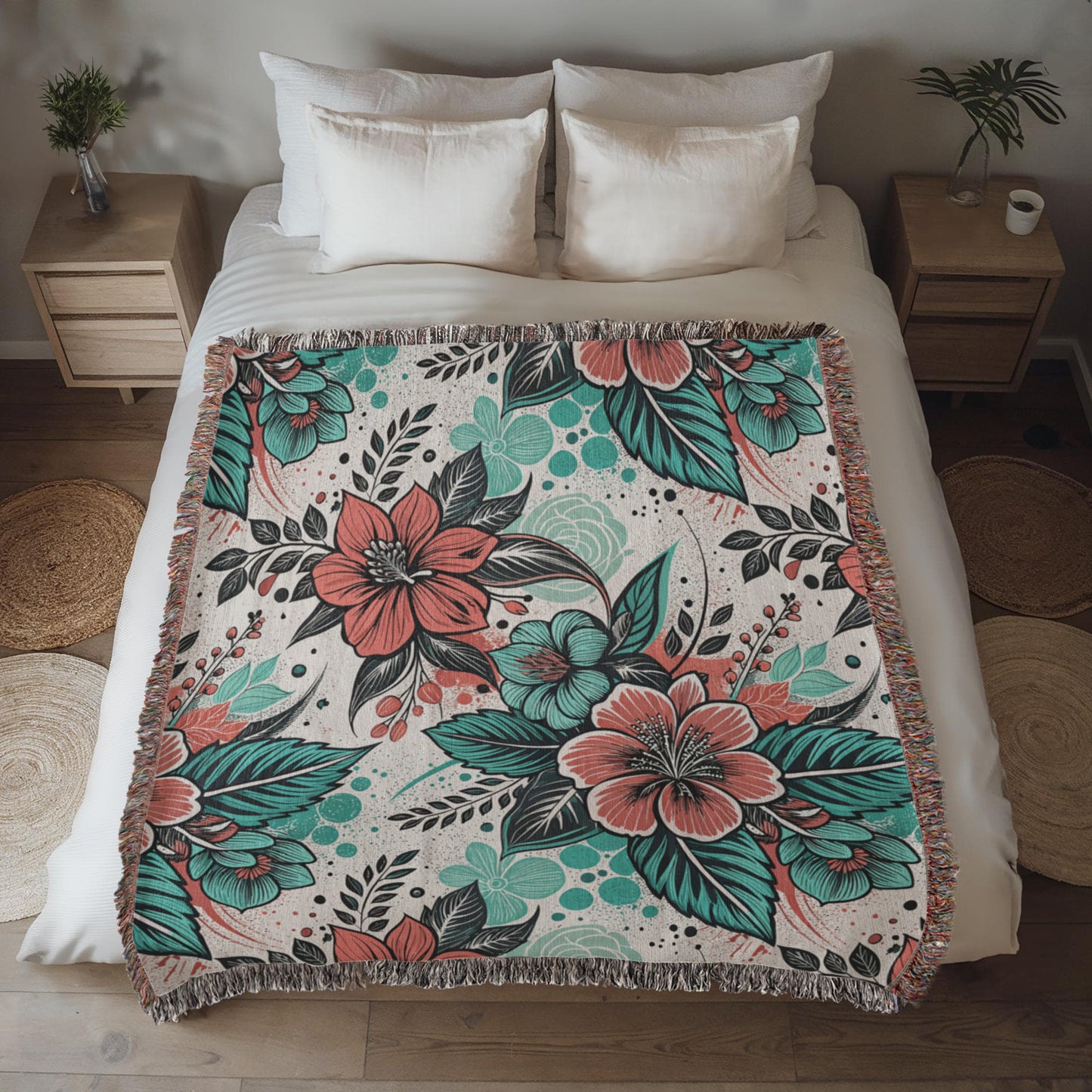 Oversized Floral Pattern 005 - 50" x 60" Heirloom Woven Blanket