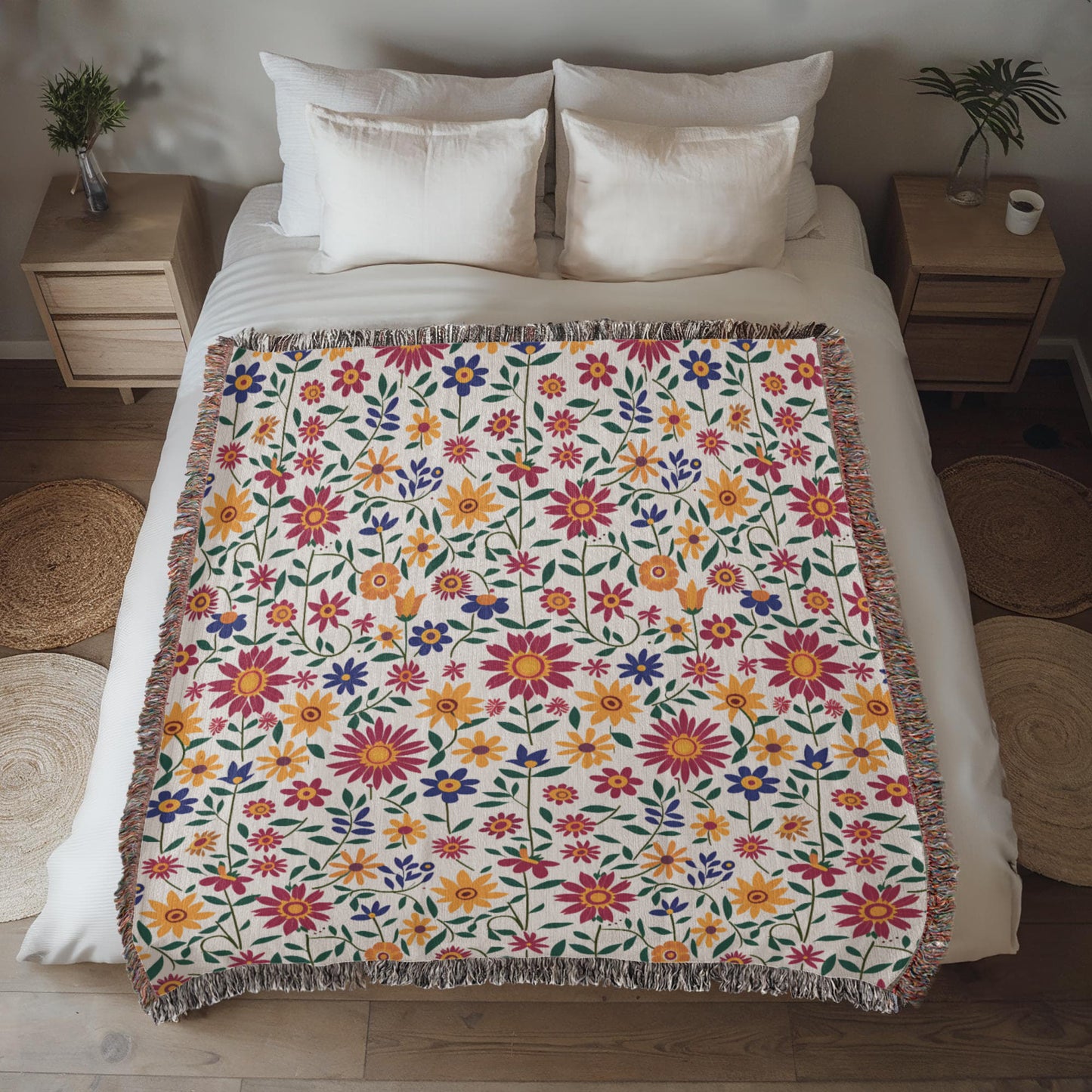 Mexican Floral Fiesta Pattern 017 - 50" x 60" Heirloom Woven Blanket