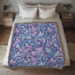 Blue And Purple Floral Pattern 010 - 50" x 60" Heirloom Woven Blanket
