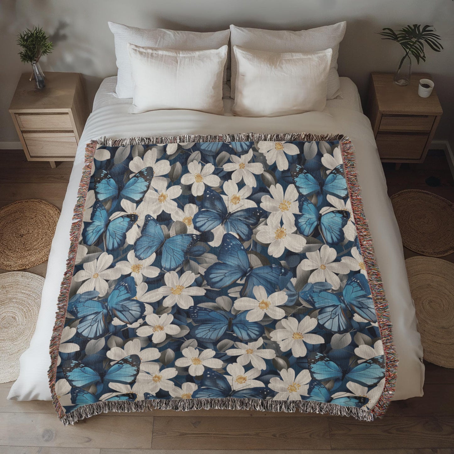 Butterflies And Flowers Pattern 016 - 50" x 60" Heirloom Woven Blanket