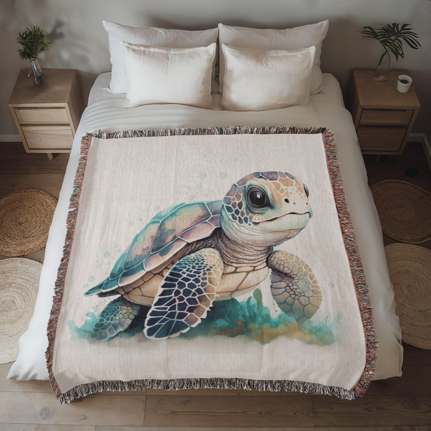 Cute Sea Turtle 014 - 50" x 60" Heirloom Woven Blanket