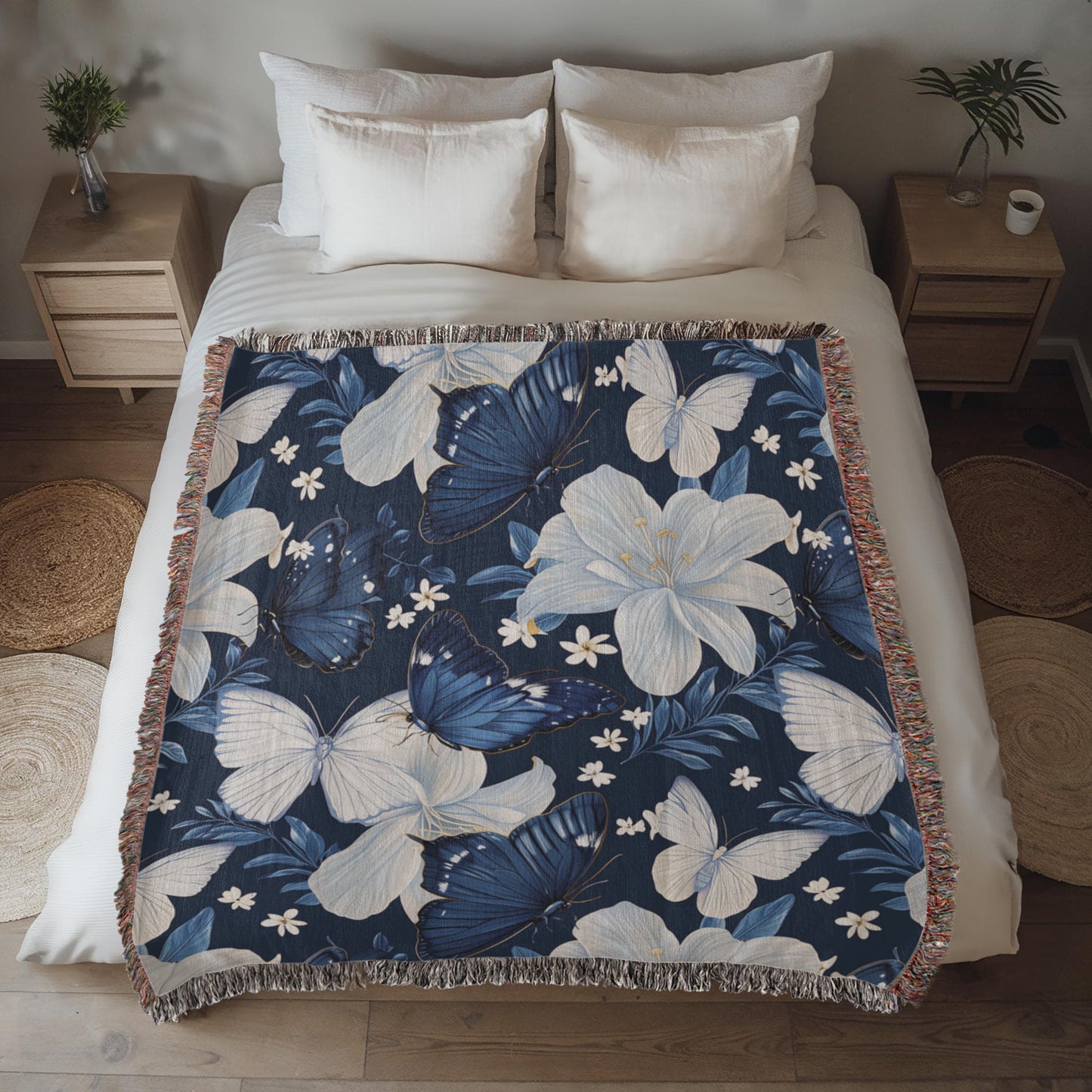 Butterflies And Flowers Pattern 008 - 50" x 60" Heirloom Woven Blanket