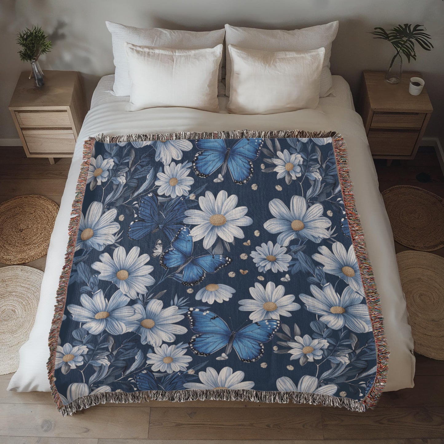 Butterflies And Flowers Pattern 001 - 50" x 60" Heirloom Woven Blanket