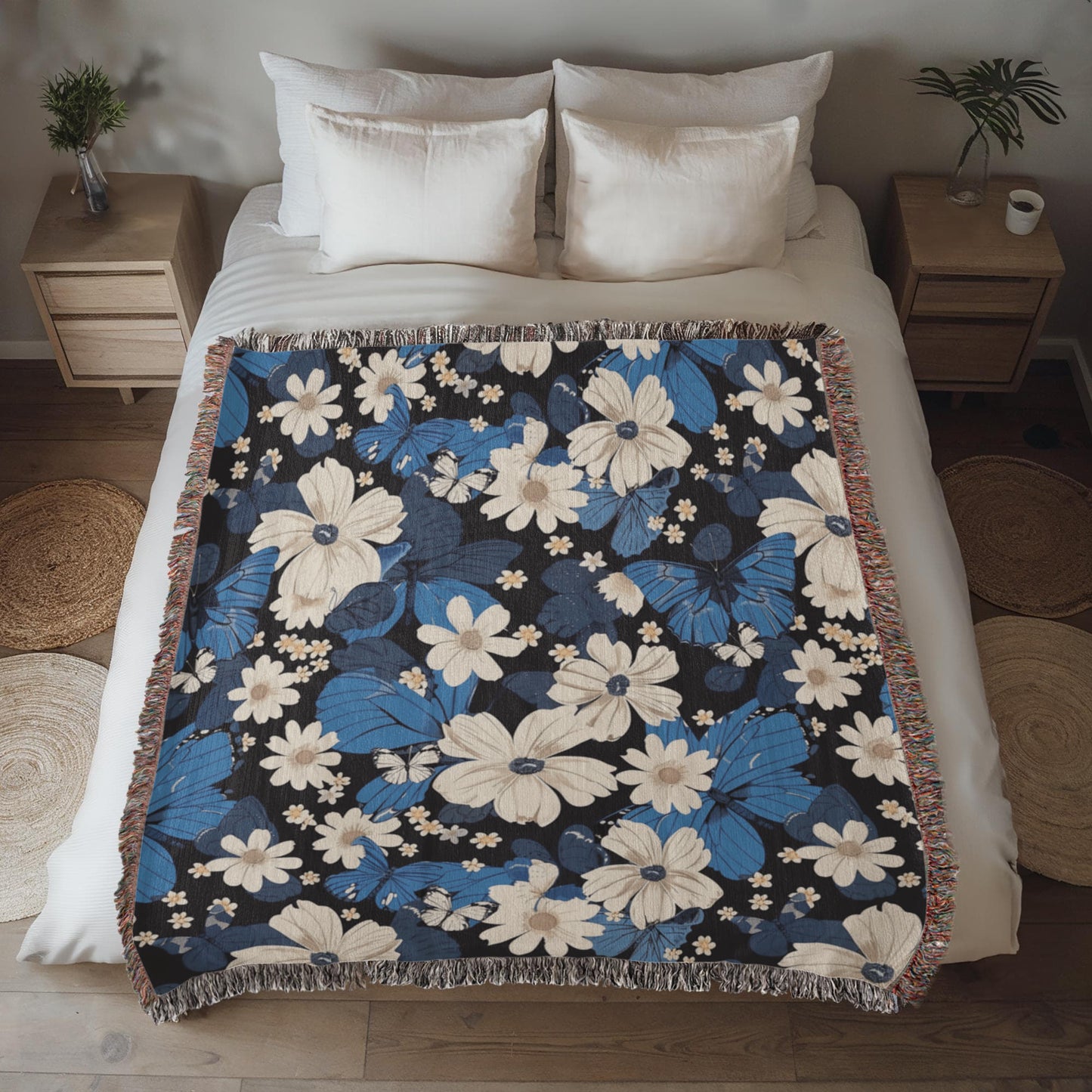 Butterflies And Flowers Pattern 025 - 50" x 60" Heirloom Woven Blanket