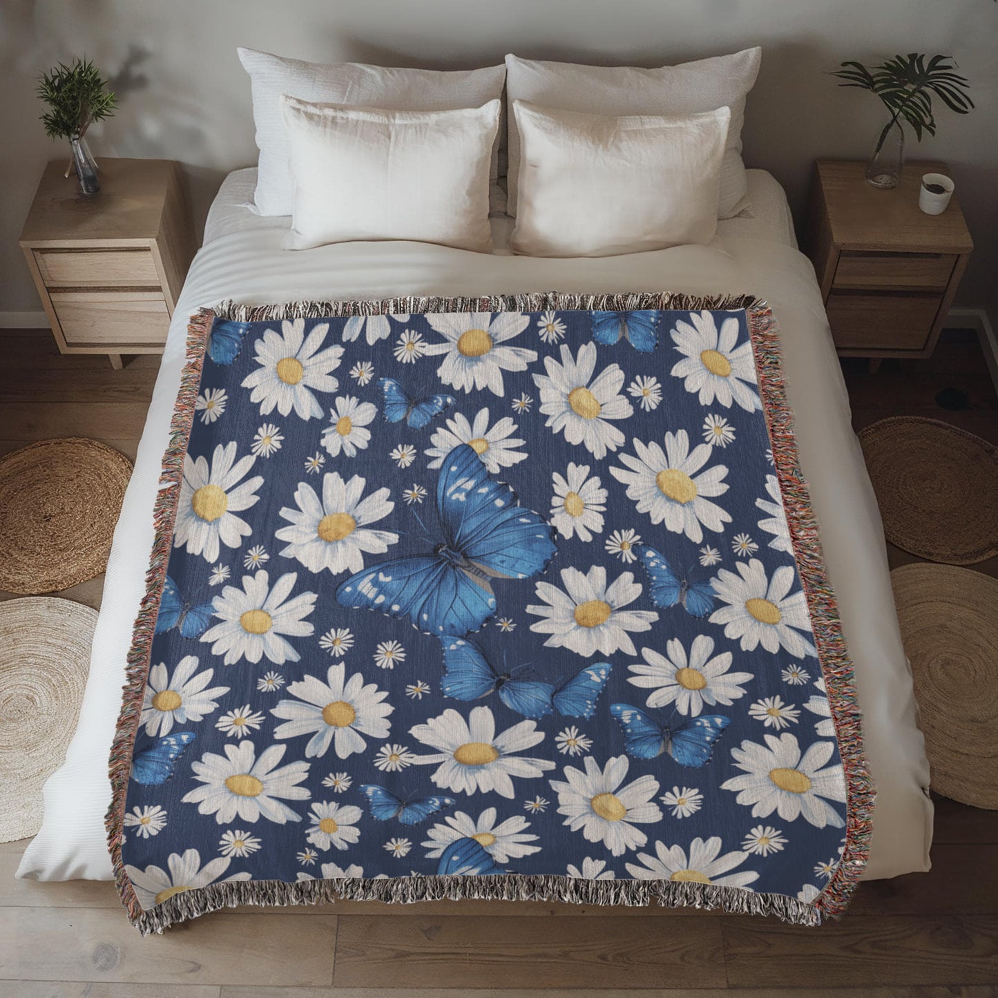Butterflies And Flowers Pattern 002 - 50" x 60" Heirloom Woven Blanket
