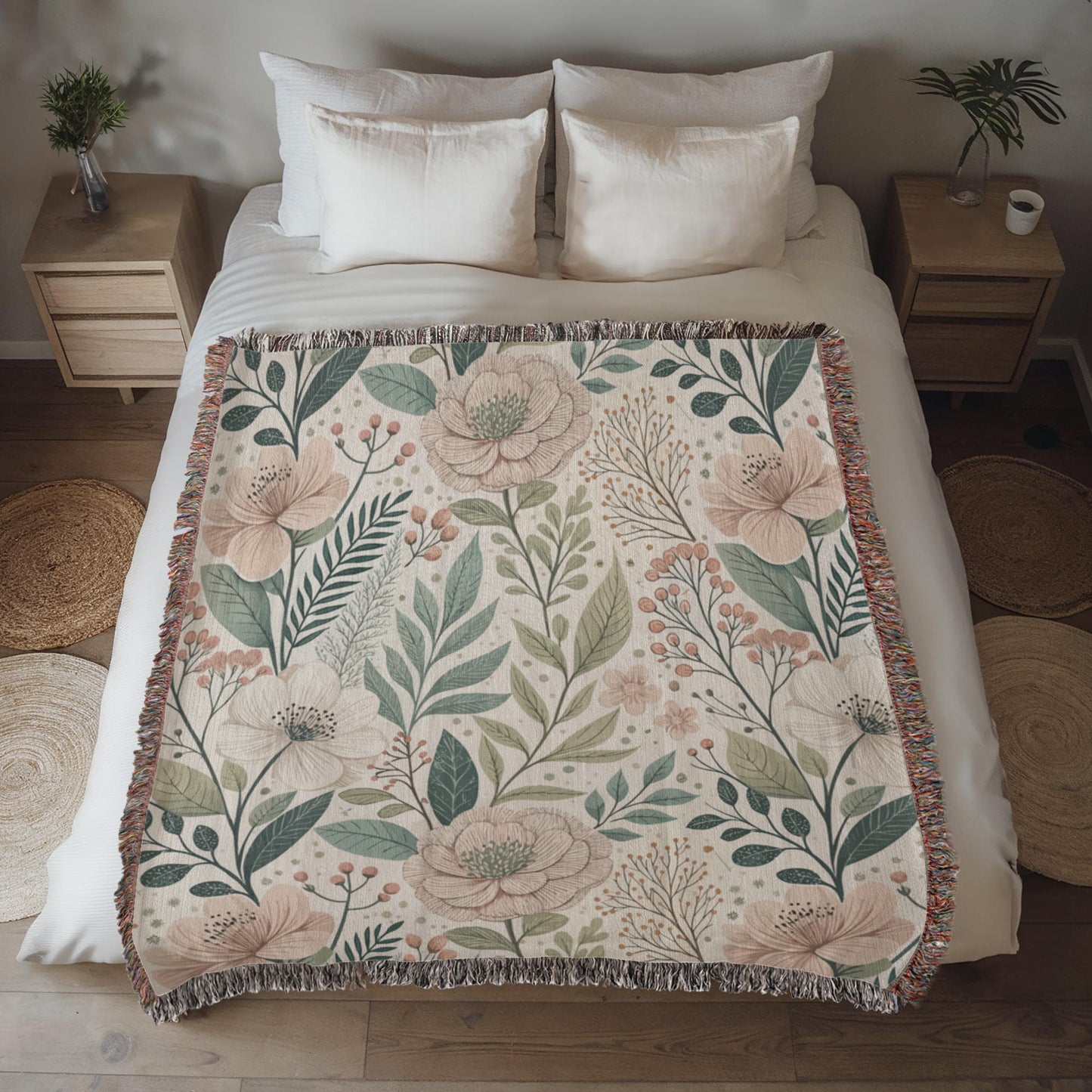 Oversized Floral Pattern 010 - 50" x 60" Heirloom Woven Blanket