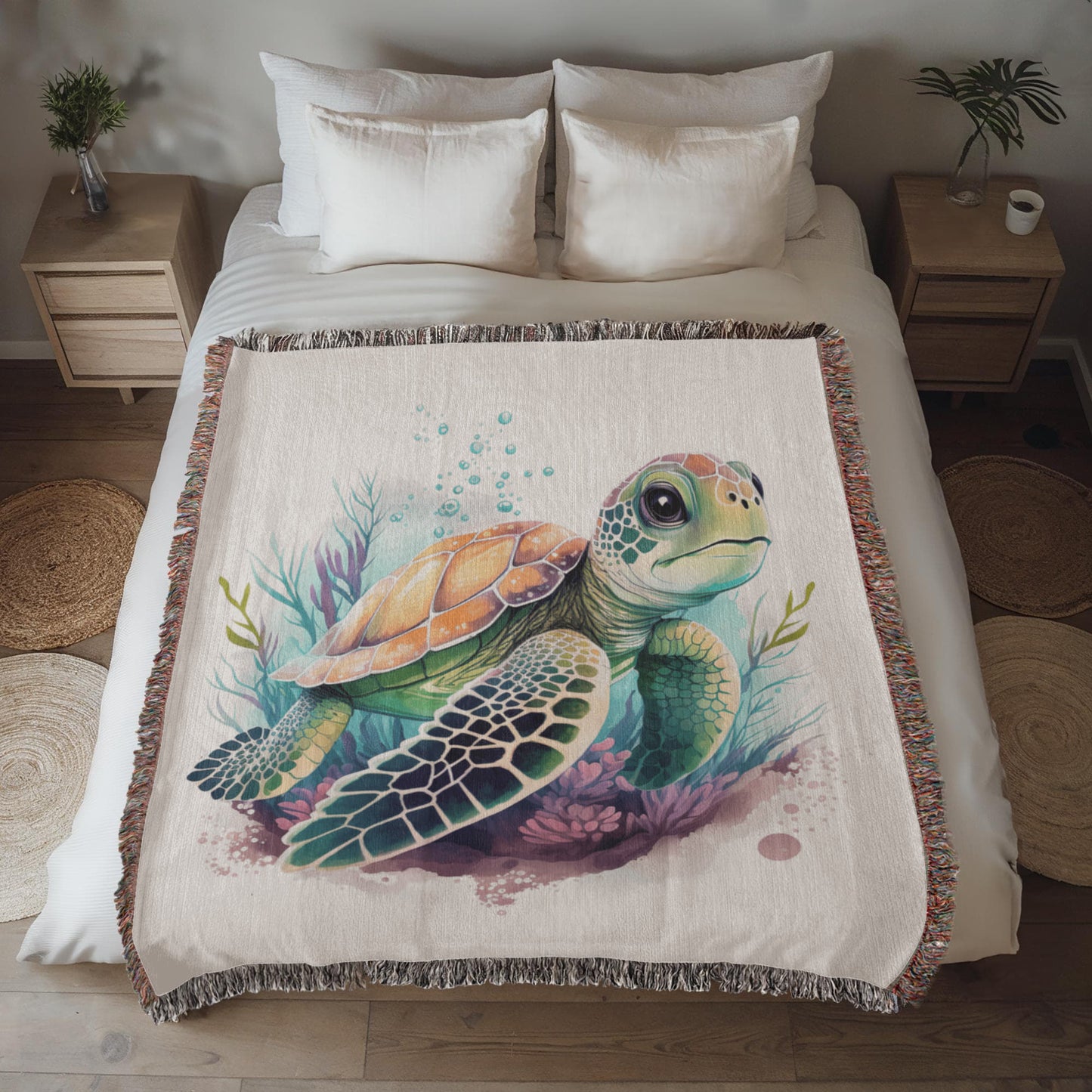 Cute Sea Turtle 007 - 50" x 60" Heirloom Woven Blanket