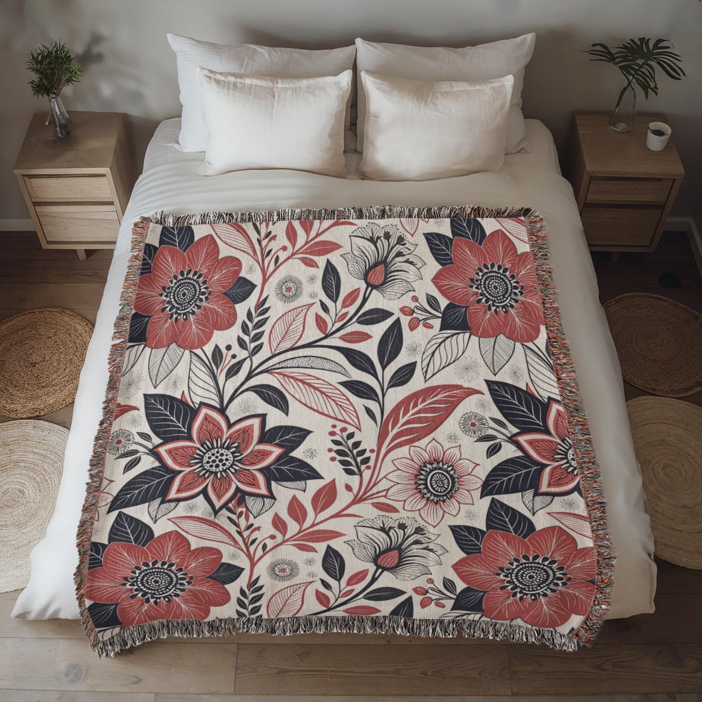 Oversized Floral Pattern 004 - 50" x 60" Heirloom Woven Blanket
