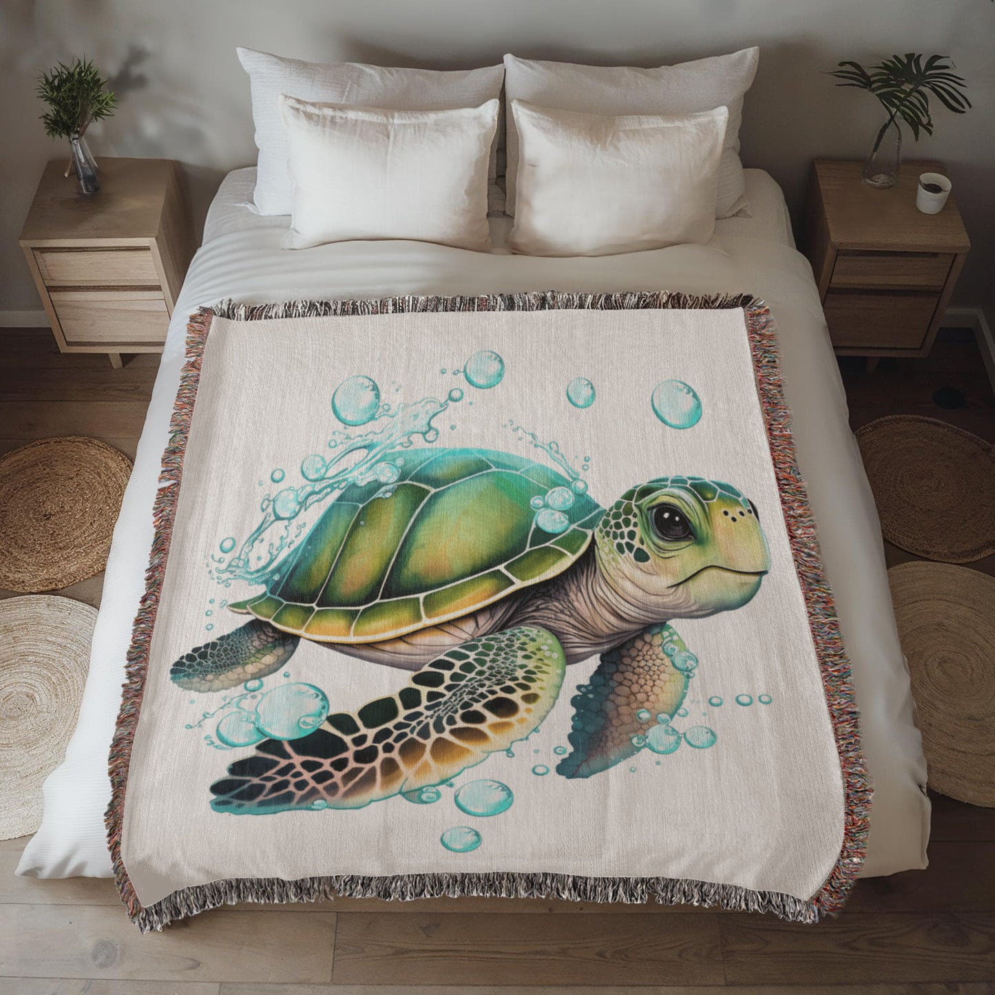 Cute Sea Turtle 005 - 50" x 60" Heirloom Woven Blanket