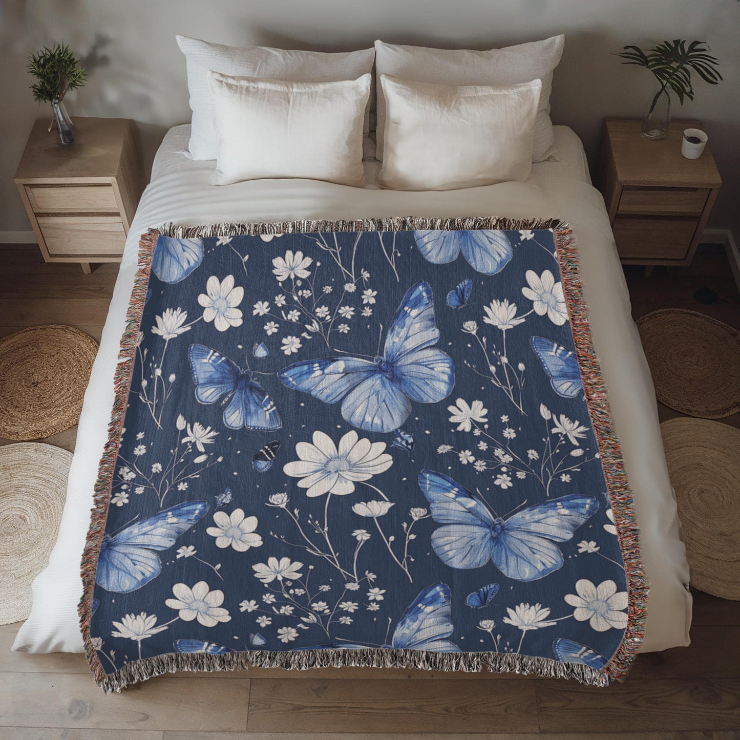 Butterflies And Flowers Pattern 014 - 50" x 60" Heirloom Woven Blanket