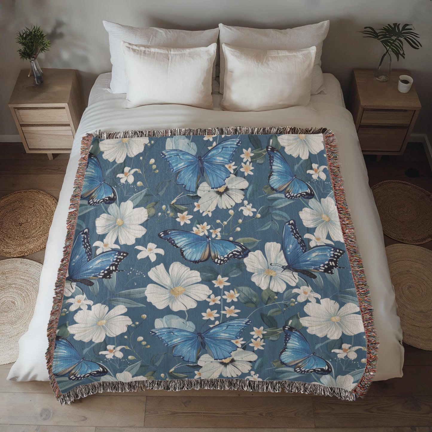 Butterflies And Flowers Pattern 011 - 50" x 60" Heirloom Woven Blanket