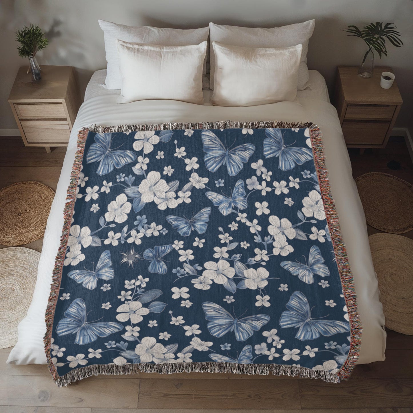 Butterflies And Flowers Pattern 022 - 50" x 60" Heirloom Woven Blanket