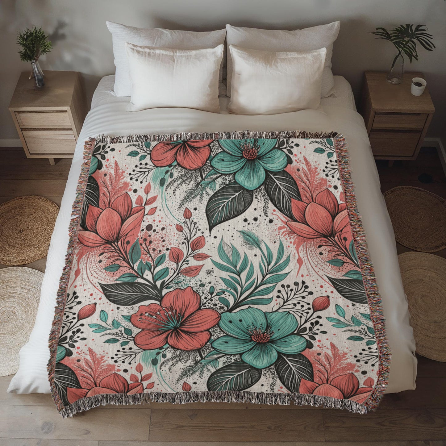Oversized Floral Pattern 002 - 50" x 60" Heirloom Woven Blanket