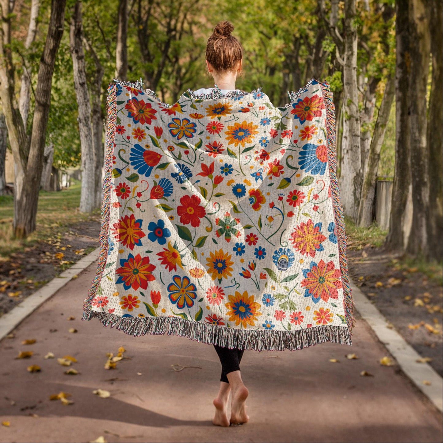 Mexican Floral Fiesta Pattern 014 - 50" x 60" Heirloom Woven Blanket