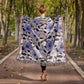 Blue And Purple Floral Pattern 028 - 50" x 60" Heirloom Woven Blanket