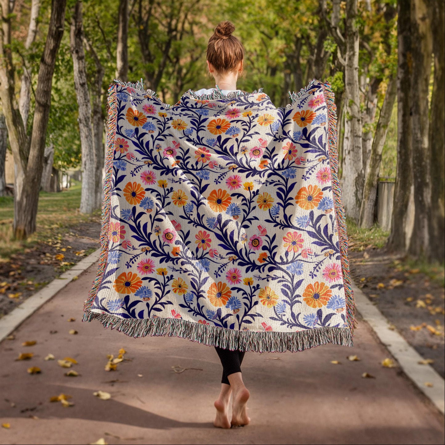 Mexican Floral Fiesta Pattern 022 - 50" x 60" Heirloom Woven Blanket