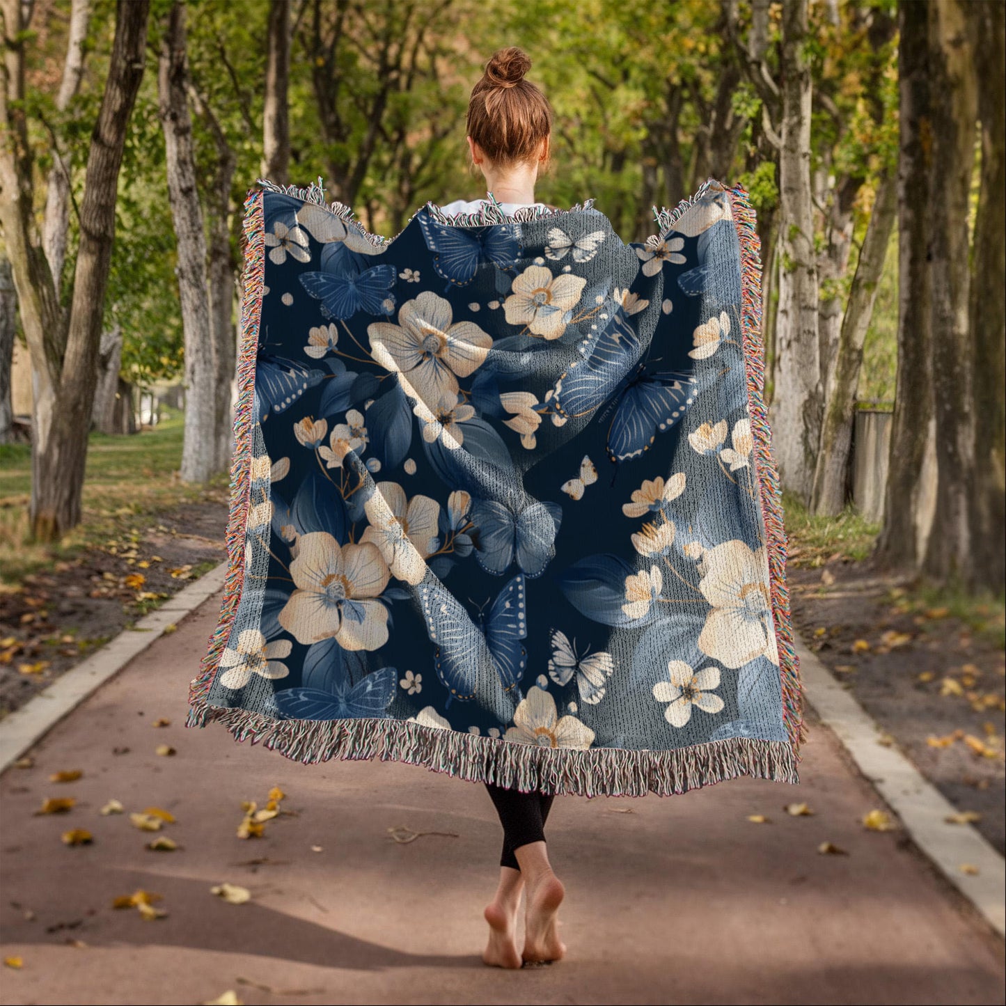 Butterflies And Flowers Pattern 021 - 50" x 60" Heirloom Woven Blanket