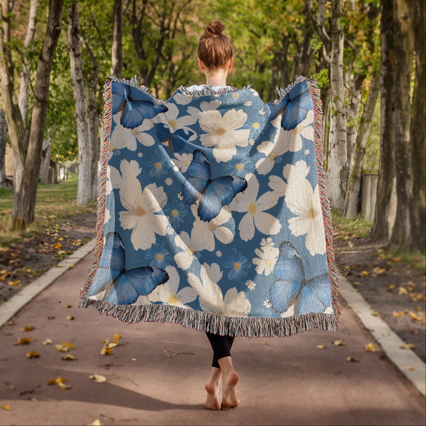 Butterflies And Flowers Pattern 020 - 50" x 60" Heirloom Woven Blanket
