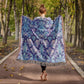 Blue And Purple Floral Pattern 018 - 50" x 60" Heirloom Woven Blanket