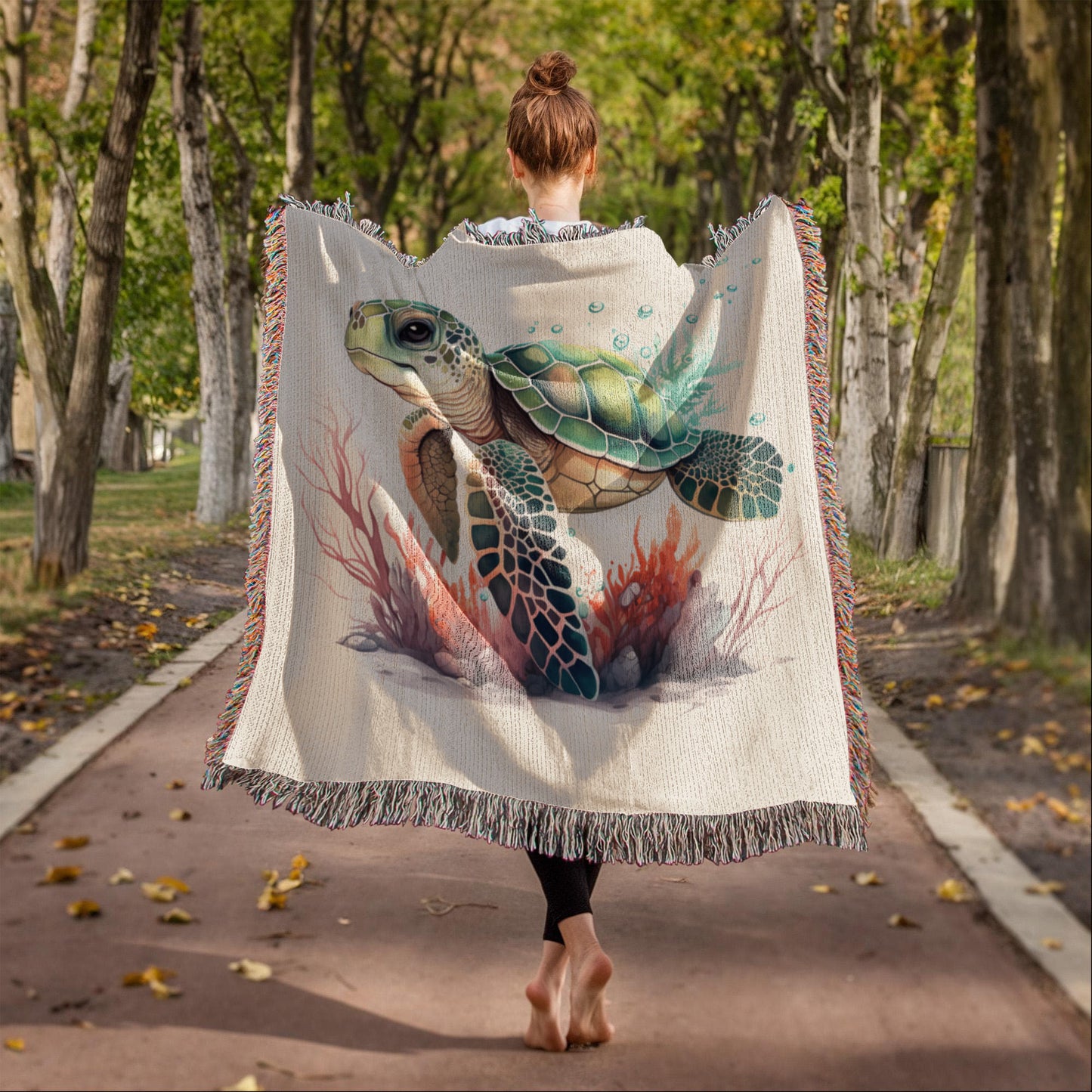 Cute Sea Turtle 013 - 50" x 60" Heirloom Woven Blanket