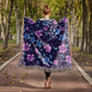 Blue And Purple Floral Pattern 026 - 50" x 60" Heirloom Woven Blanket