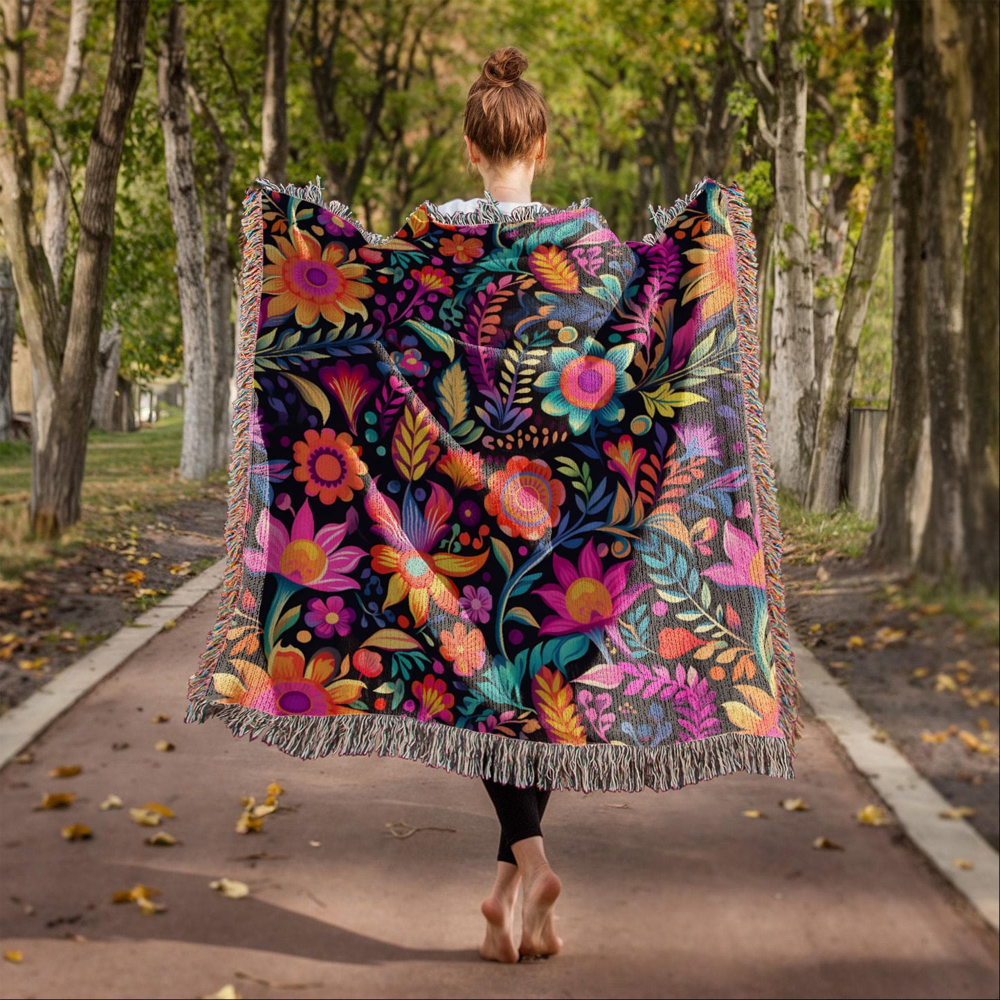 Mexican Floral Fiesta Pattern 059 - 50" x 60" Heirloom Woven Blanket