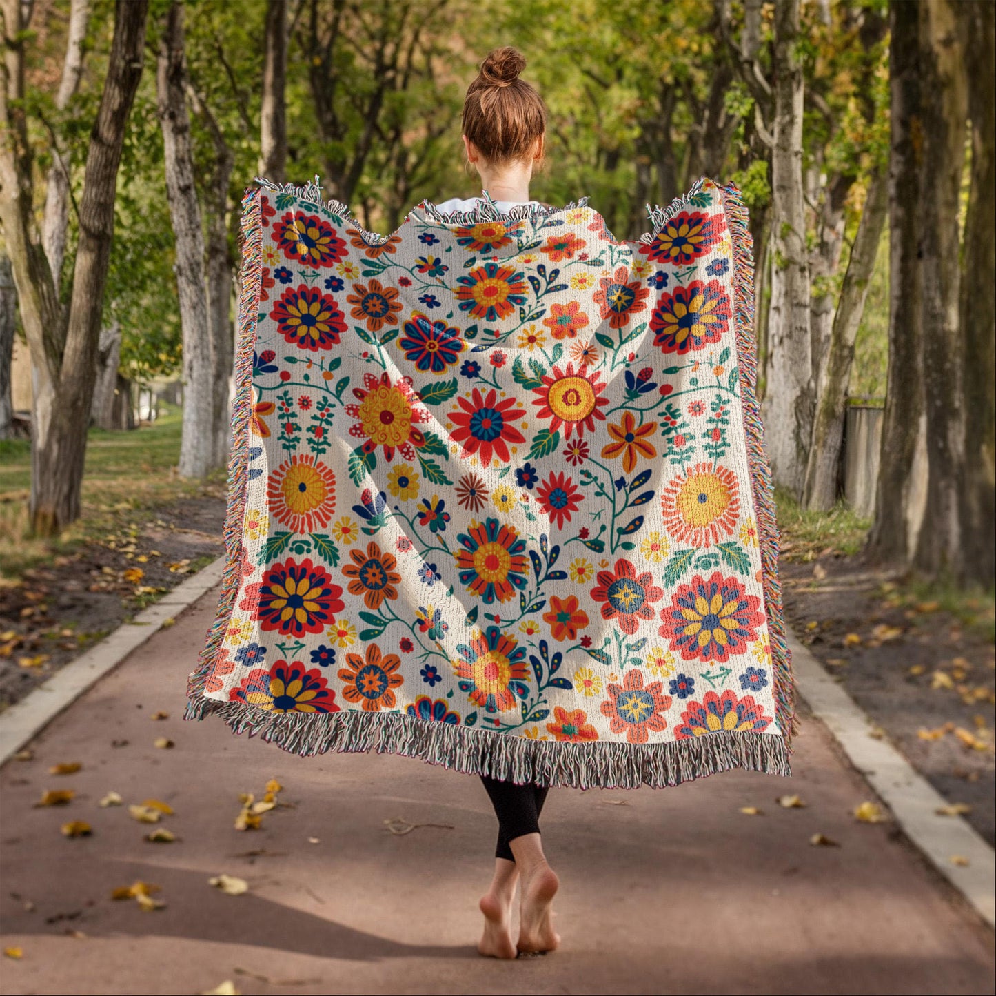 Mexican Floral Fiesta Pattern 026 - 50" x 60" Heirloom Woven Blanket