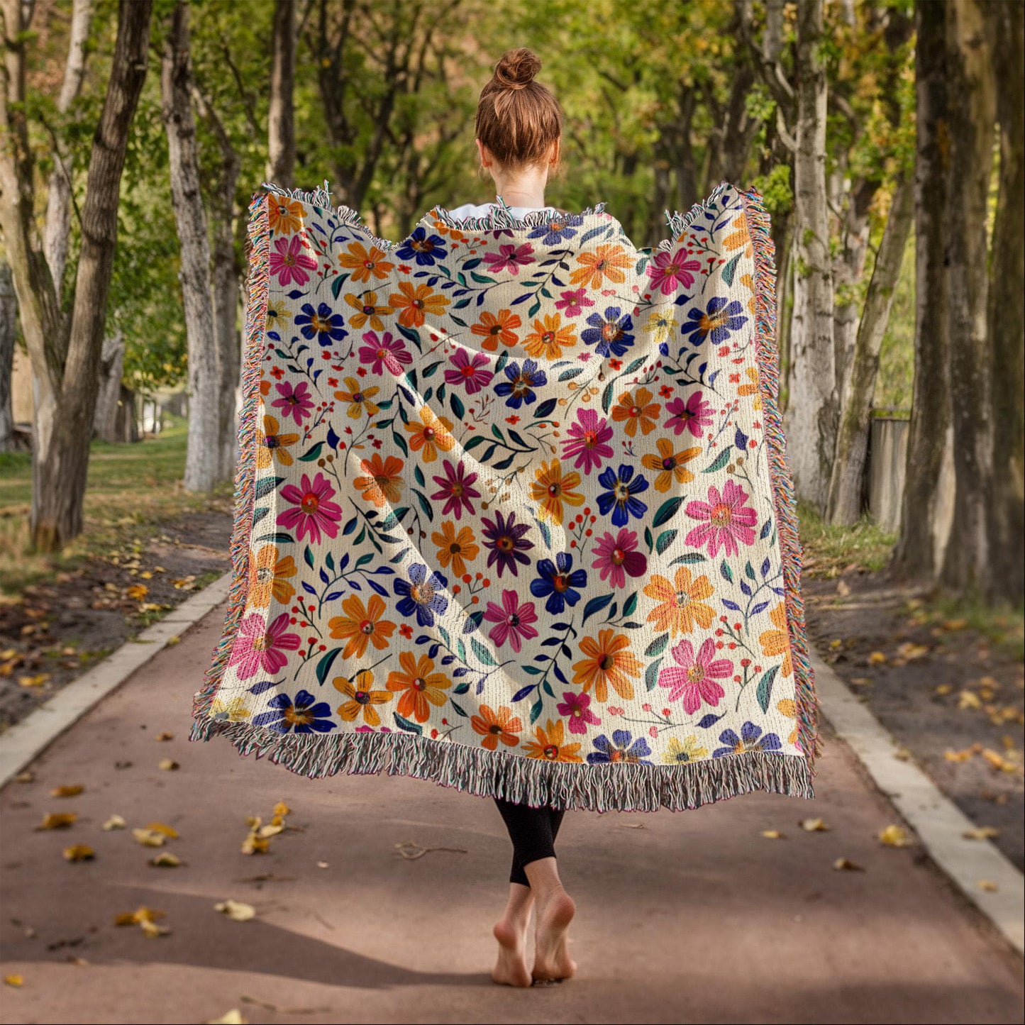 Mexican Floral Fiesta Pattern 008 - 50" x 60" Heirloom Woven Blanket
