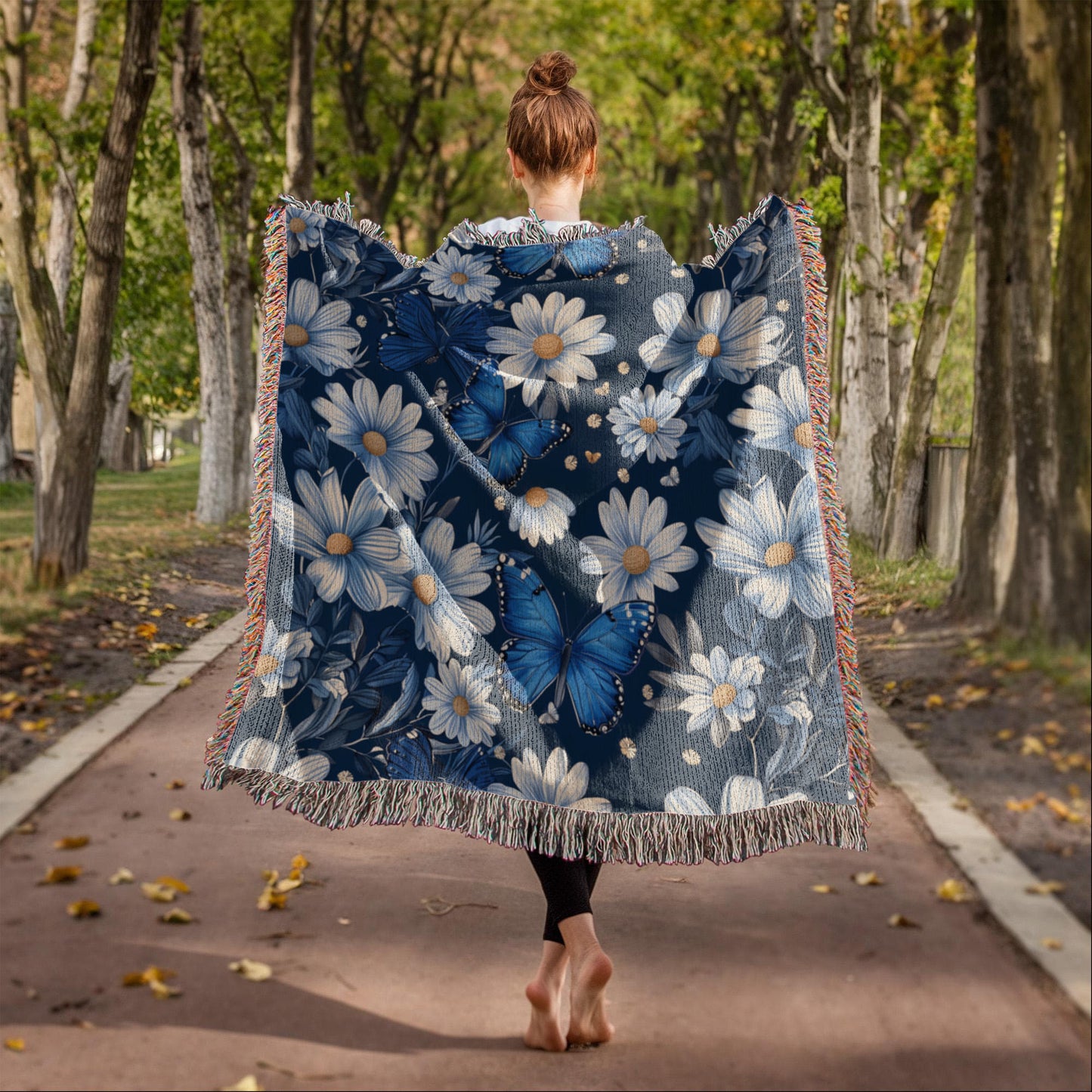 Butterflies And Flowers Pattern 001 - 50" x 60" Heirloom Woven Blanket