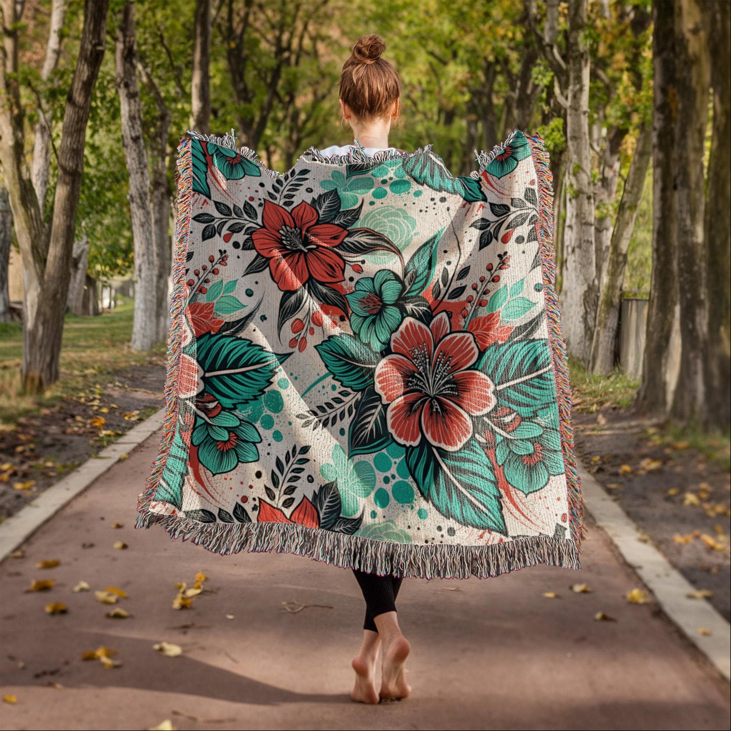 Oversized Floral Pattern 005 - 50" x 60" Heirloom Woven Blanket