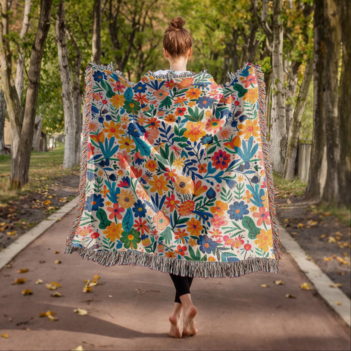 Mexican Floral Fiesta Pattern 010 - 50" x 60" Heirloom Woven Blanket