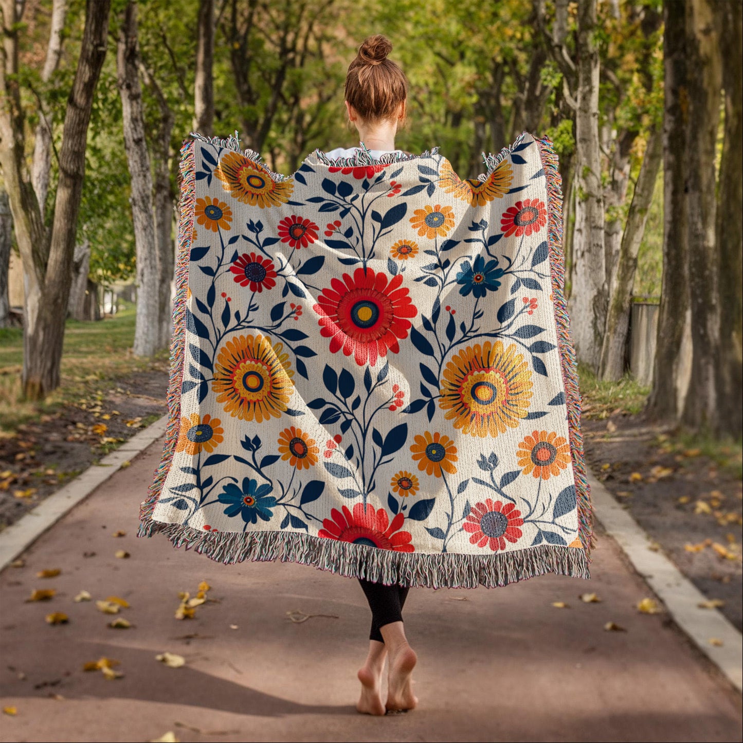 Mexican Floral Fiesta Pattern 040 - 50" x 60" Heirloom Woven Blanket